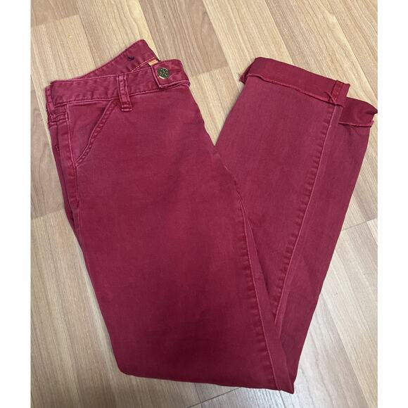 Tory Burch Alexa Cropped Super Skinny Jeans Red Designer Stretch Size 26 - Picture 4 of 13
